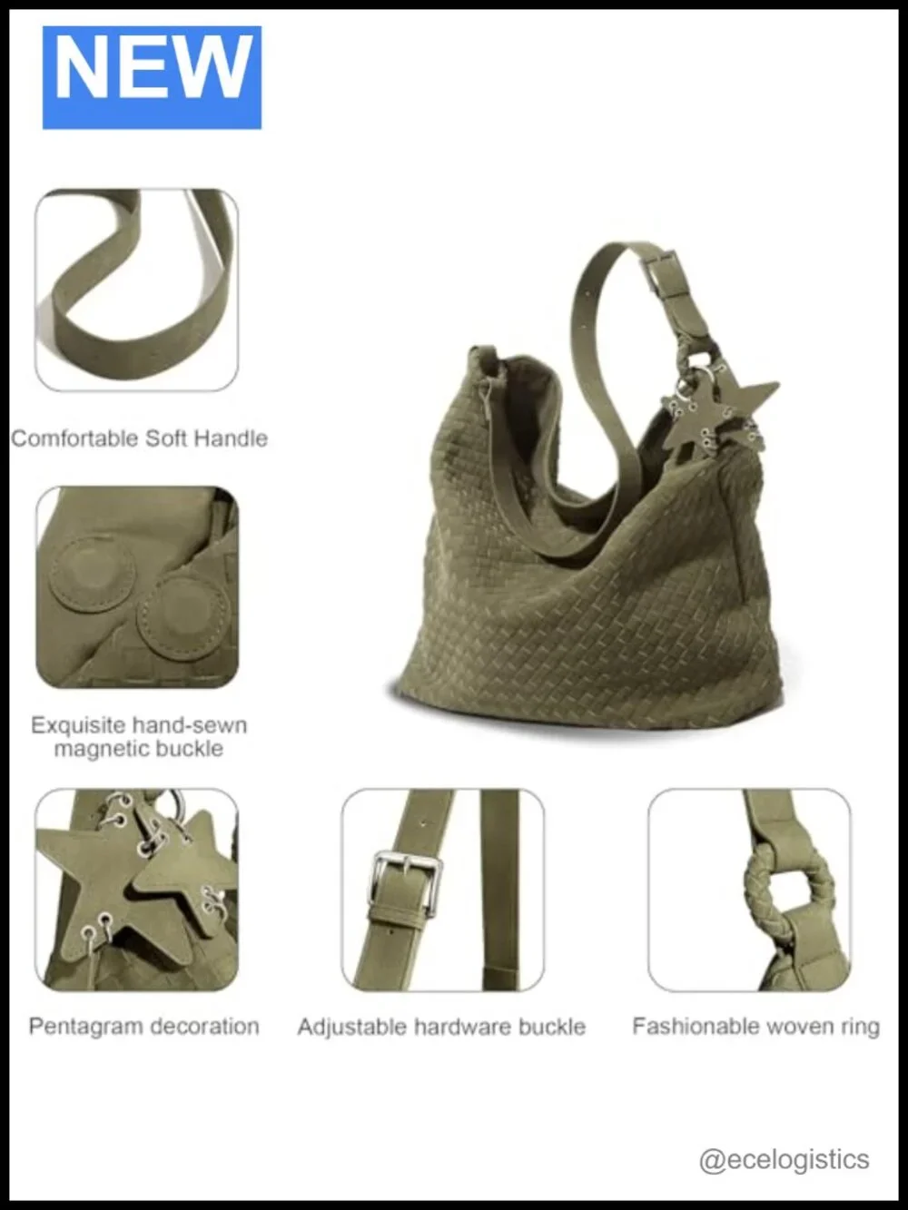 Vegan Frosted Slouchy Hobo Tote, Adjustable Crossbody Shoulder Bag, Laptop Purse